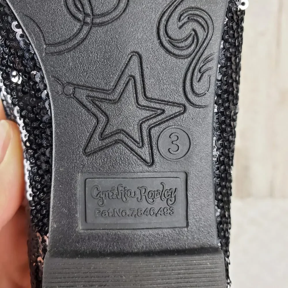 Cynthia Rowley Sequin Embellished Flats Black Size 3